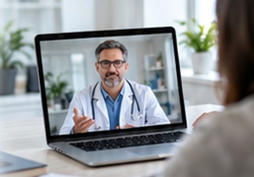 Patient on a secure video consultation with a licensed provider